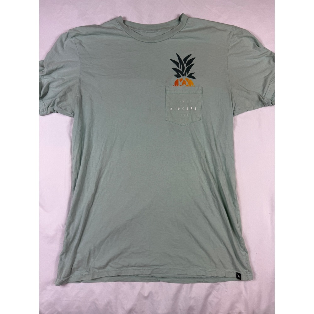 Rip Curl Mens Sage Green Pineapple Graphic Pocket T-Shirt Size M Standard Fit